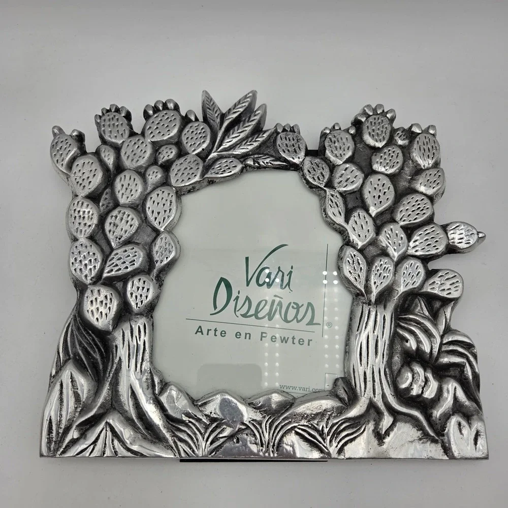 Vari Disenos Solid Mexican Pewter Picture Frame Prickly Pear Cactus 6